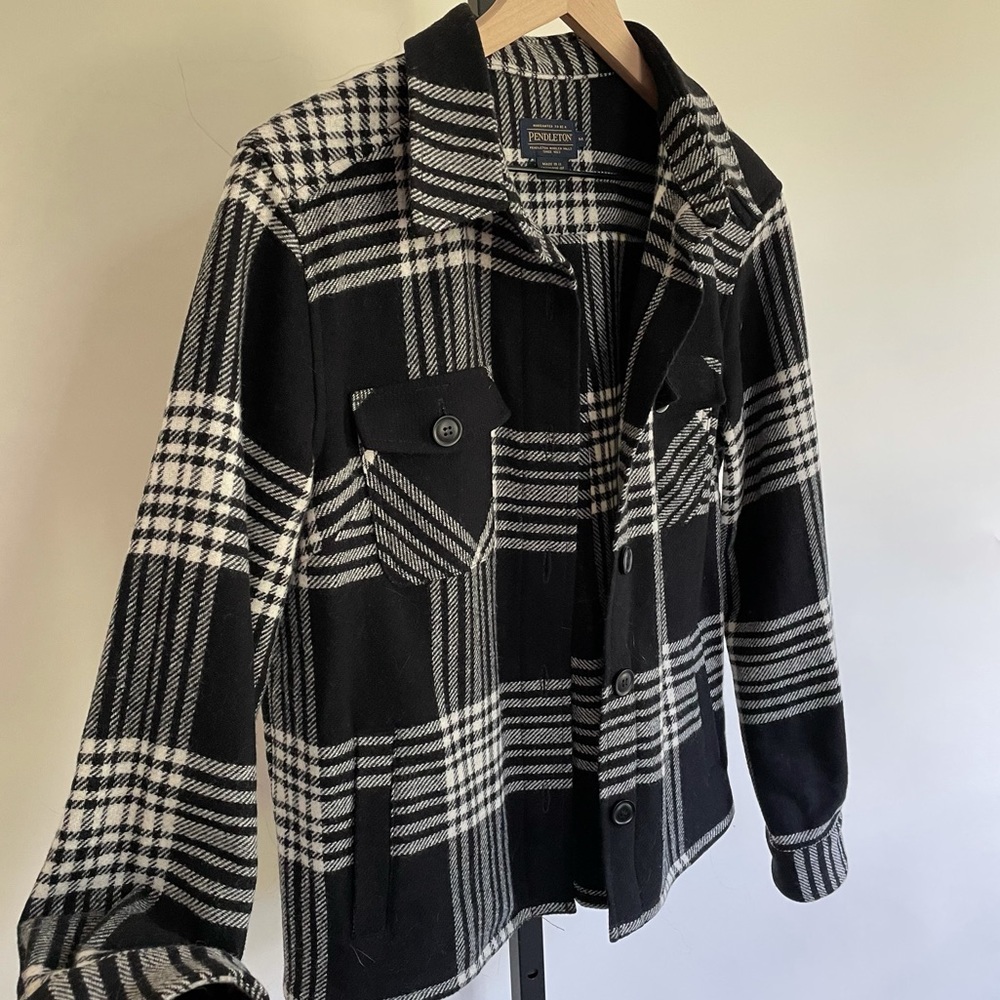 Pendleton Black & White Plaid Wool Shacket - Picture 4 of 6